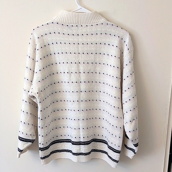 Vintage American Pride Womens Medium Mock Neck Sweater White Coquette Cottage - Picture 6 of 8